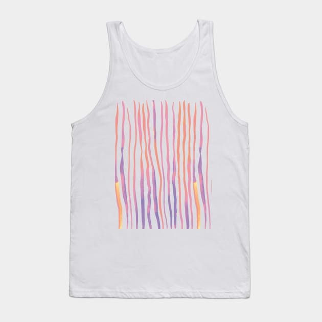 Vertical watercolor lines - ultra violet and pastel pink Tank Top by wackapacka